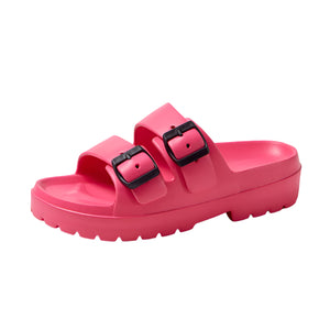 Fashion Double Buckle Slippers Summer Platform Garden Beach Shoes Casual Non-slip Floor Bathroom Home Slipper For Women